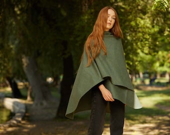 Irish Donegal Tweed Wrap/Shawl - Mint Herringbone - Handcrafted - One Size