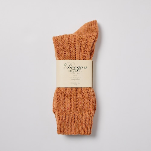 Irish Wool Walking Socks - Donegal Orange- Unisex - Handcrafted