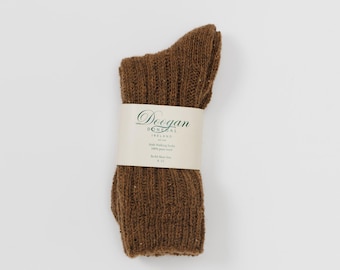 Irish Wool Walking Socks - Dark Camel - Handcrafted