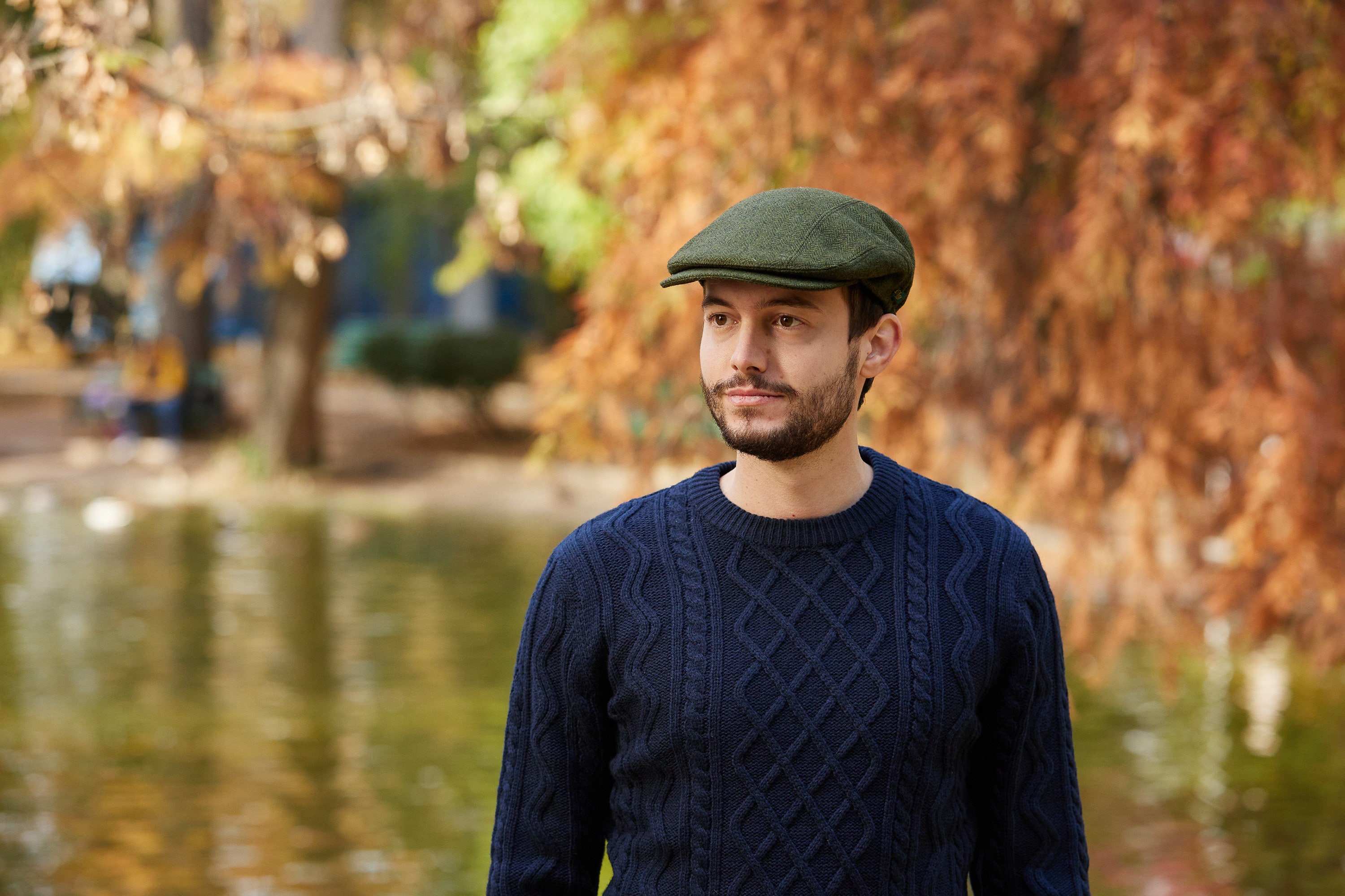 Irish - Donegal Tweed Peaky Cap - Green Herringbone - Ireland - Handcrafted - Unisex