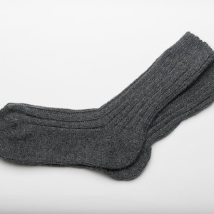 Irish Wool Walking Socks -  Dark Grey  - Handcrafted - Size M =  UK 4-7 (EUR 37-41 / US 5.5-8.5)