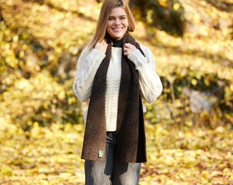 Irish - Donegal Pure New Merino Wool   Scarf - Donegal Peat  - Handmade - Ireland - One Size - Unisex