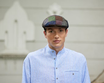 Irlandese - Cappellino con toppa da guida in tweed Donegal - PatchWork - Irlanda - Realizzato a mano - Unisex