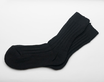 Irish Wool Walking Socks -  Black   - Handcrafted - Size M and L