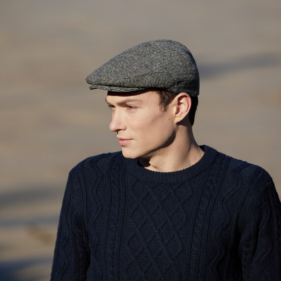 Irish Donegal Tweed Flat Cap Glen Grey Donegal Fleck Herringbone Ireland Handcrafted Unisex Etsy UK