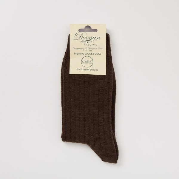 Irish Merino Wool  Socks - Irish Turf Brown  -  Size L =  UK 8-12 (EUR 42-47 / US 8.5- 12)