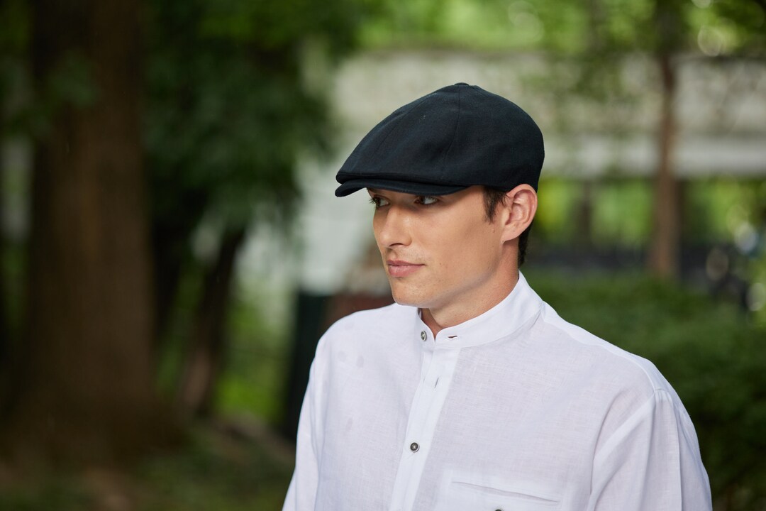 Irish Linen Newsboy Cap Black Port Ireland Handcrafted Unisex Etsy