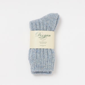 Irish Wool Walking Socks - Sky  Marl  - Handcrafted - Size M = UK 4-7  (EUR 37-41  /  US 5.5 -8.5)