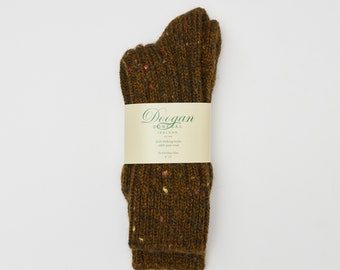 Ierse Donegal wollen sokken - Mosterdvlek - Handgemaakt Maat M = UK 4-7 (EUR 37-41 / US 5,5 -8,5)