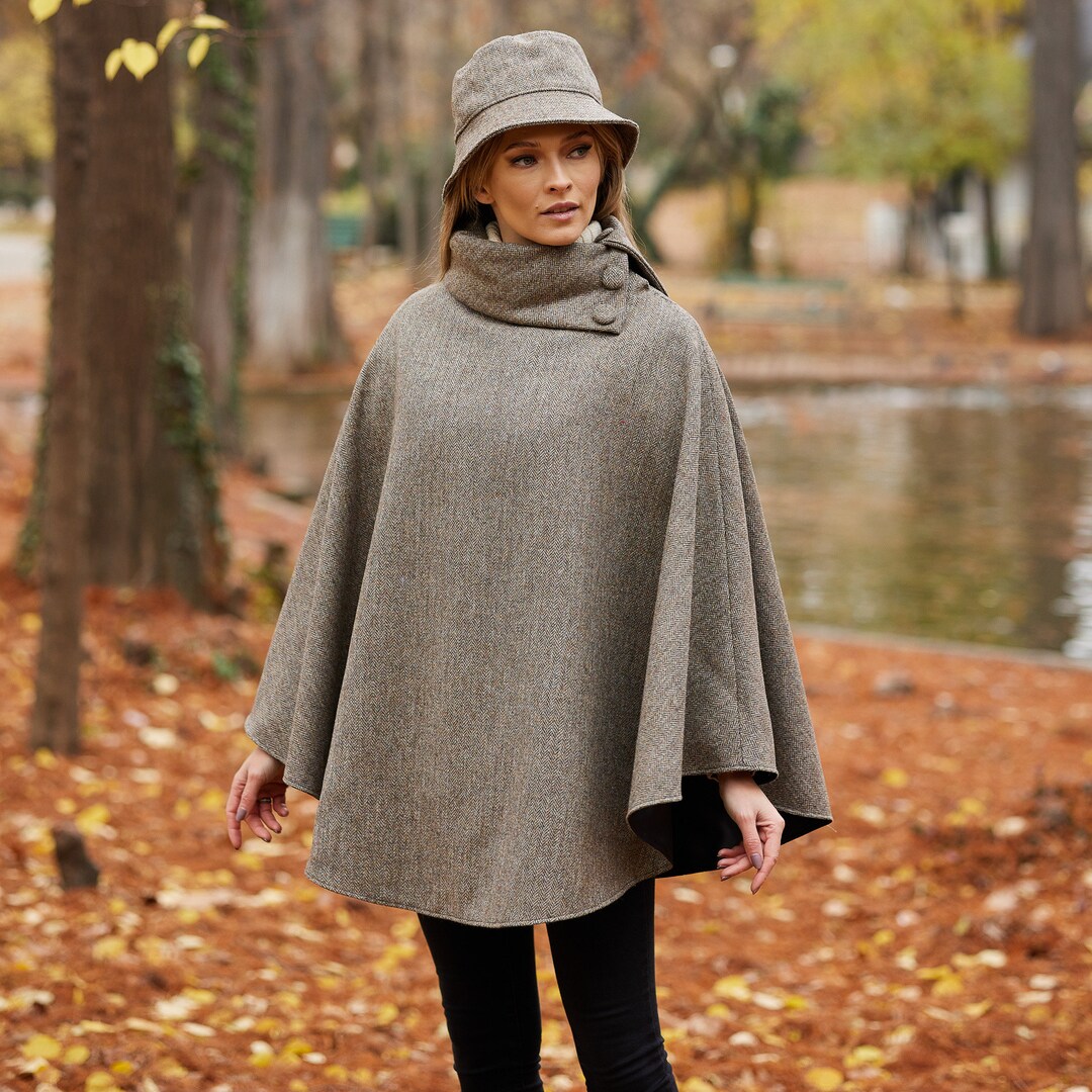 Irish Donegal Tweed Cape / Poncho Fawn Fleck Ireland Etsy