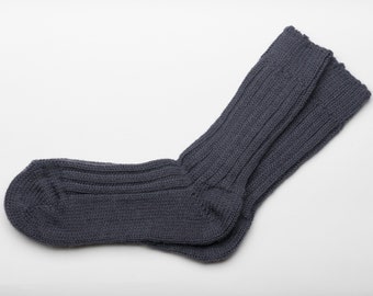 Irish Wool Walking Socks -  Midnight Navy   - Handcrafted - Size L =  UK 8-12 (EUR 42-47 / US 8.5- 12)