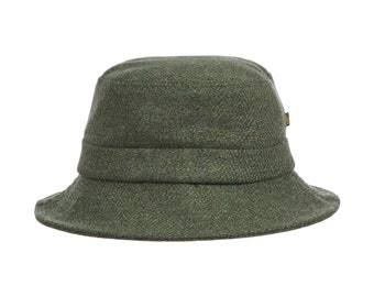 Irish Donegal Tweed Bucket Hat  - Donegal Green Herringbone  - Ireland - Handcrafted - Unisex