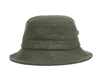 Sombrero de cubo irlandés Donegal Tweed - Hierba irlandesa verde - Irlanda - Hecho a mano - Unisex