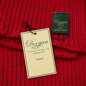 Irish Merino Wool Classic Rib Scarf Christmas Red Handmade Ireland One Size Unisex image 3