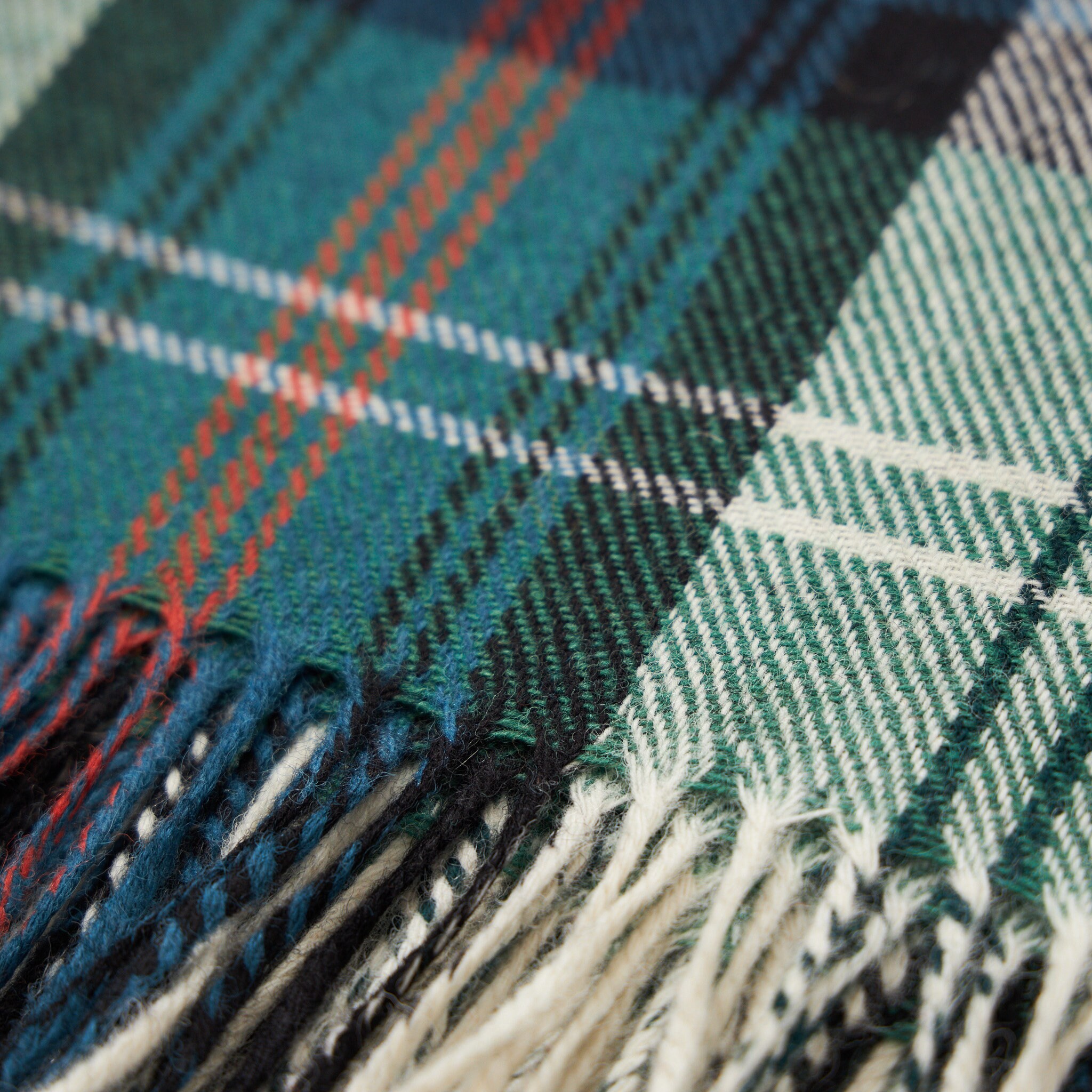 Irish Plaid 100% Wool Throw - Irish Sea Green Plaid - Handcrafted - One Size