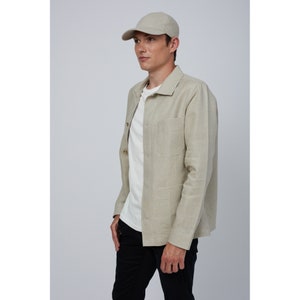 Irish Linen Shirt Jacket - Natural - Handcrafted - Unisex