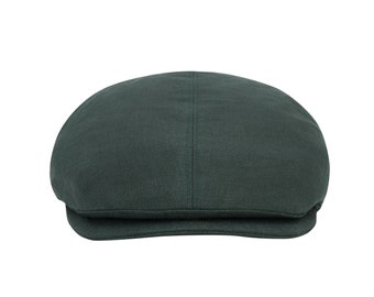 Irish Linen Driving  Cap - Eucalyptus Green - Ireland - Handcrafted - Unisex