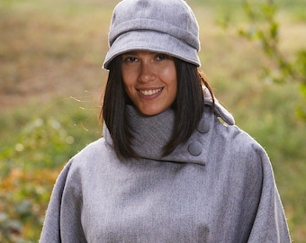 Irish - Donegal Tweed Cape/Poncho - Lilac Herringbone - Ireland - Handcrafted - Ladies - One Size