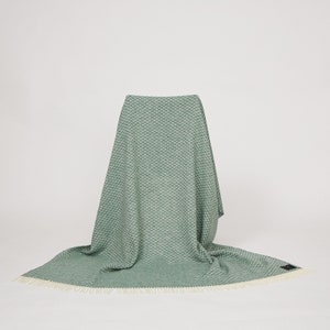 Irish  100% Wool Throw - Donegal Green Honeycomb - Handcrafted - One Size