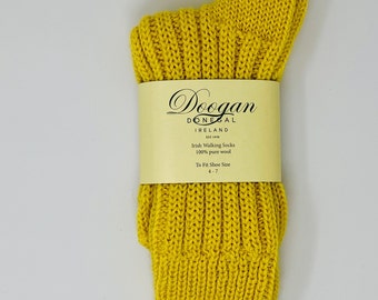 Irish wool socks -Lemon - Handcrafted Size M = UK 4-7  (EUR 37-41  /  US 5.5 -8.5)