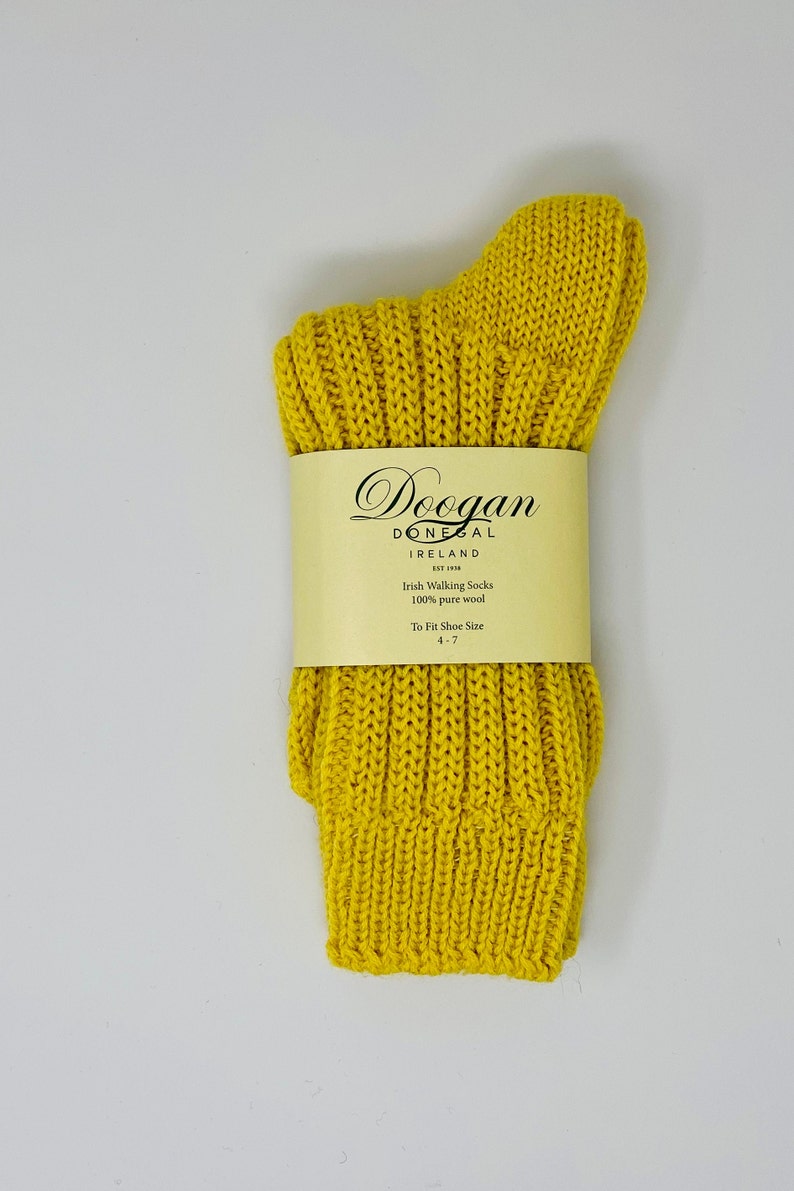 Irish wool socks Lemon Handcrafted Size M UK 4-7 EUR 37-41 / US 5.5 8.5 image 1