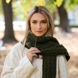Sciarpa Redfuchs® Sciarpa intrecciata Punto jacquard alla moda verde nero 100% lana (Merino) R-540