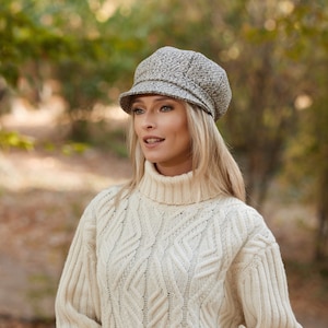 Irish - Donegal Tweed Newsboy Cap - Marled Granite  - Ireland - Handcrafted - Ladies