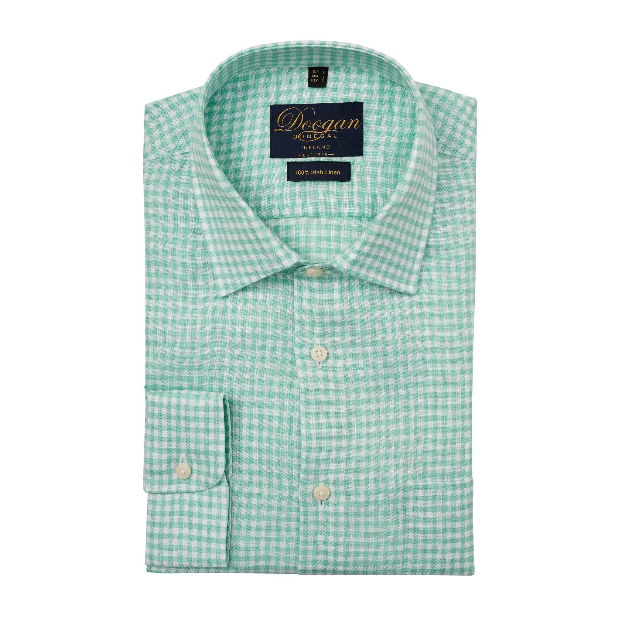 Classic Irish Linen Shirt Irish Green Check Classic Fit Etsy
