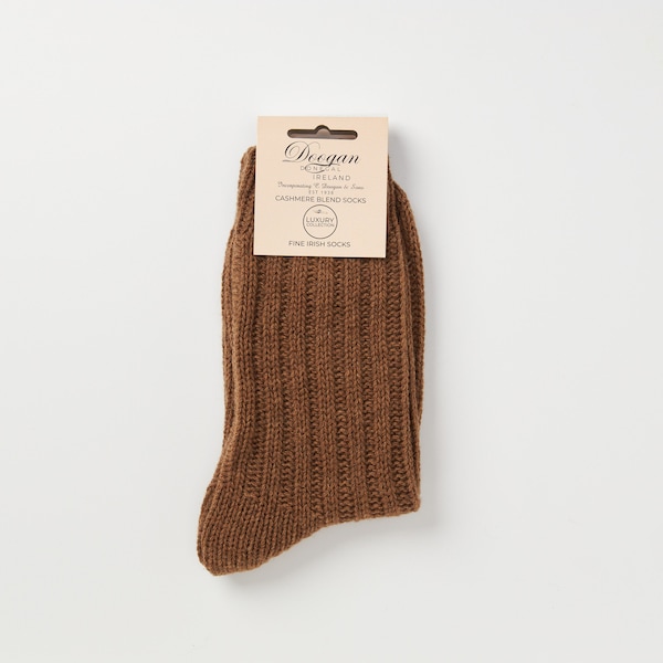 Irlandaise - Chaussettes de marche en cachemire mélangé - Caramel noisette - Taille L = 8-12 UK (42-47 EUR / 8,5-12 US)