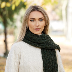 Irish - Donegal Pure New Wool   Scarf - Donegal Moss Fleck  - Handmade - Ireland - One Size - Unisex
