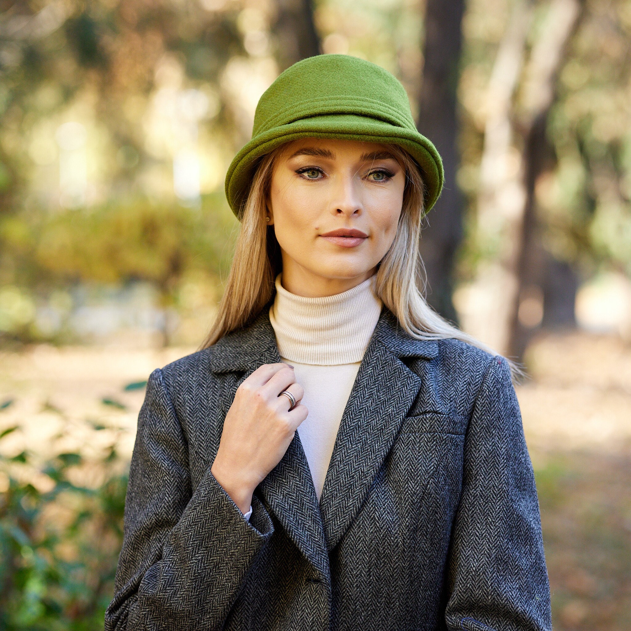 Irish - Wool Melton - Donegal Flapper Hat - Irish Emerald 