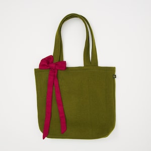 Bolso de mano de tweed irlandés Donegal Melton/lino - Oliva irlandés - Hecho a mano - Tamaño mediano