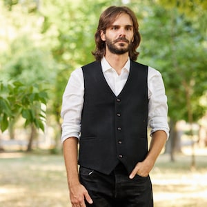 Irish - Donegal Tweed Waistcoat - Black Melton  - Ireland - Handcrafted - Unisex
