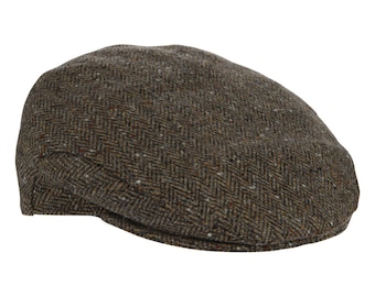 Irish - Donegal Tweed Flat Cap -  Fleck Herringbone  - Ireland - Handcrafted - Unisex