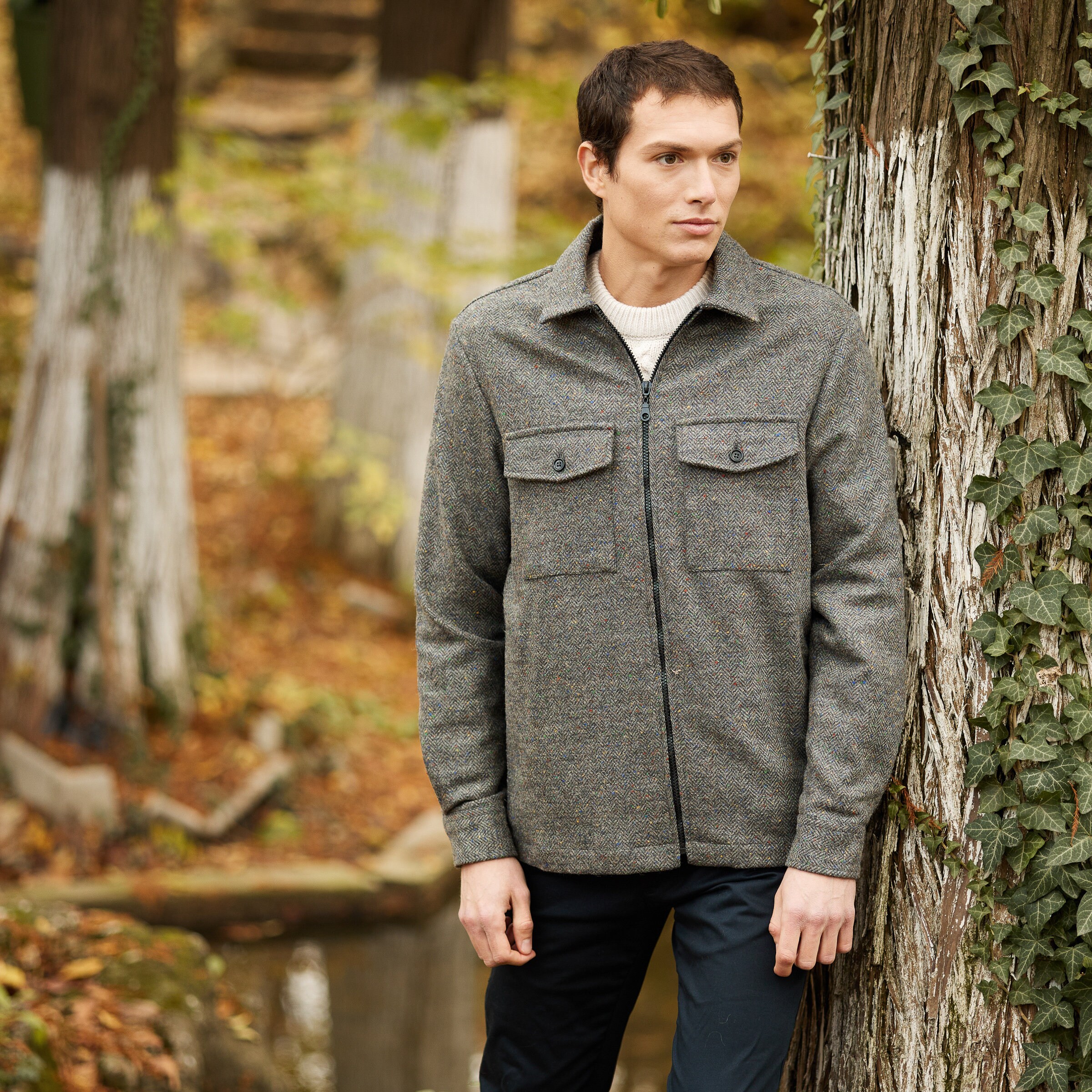 Irish - 100% Donegal Tweed Shirt Jacket - Donegal Grey Fleck Irish - 100% Donegal Tweed Shirt Jacket - Donegal Grey Fleck