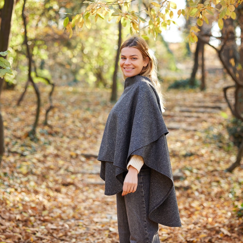 Irish Donegal Tweed Wrap/Shawl - Grey Fleck - Handcrafted - One Size image 1