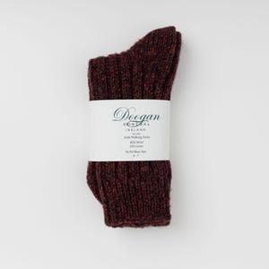 Irish Wool / Linen Walking Socks - Maroon / Black  Mar- Unisex - Handcrafted