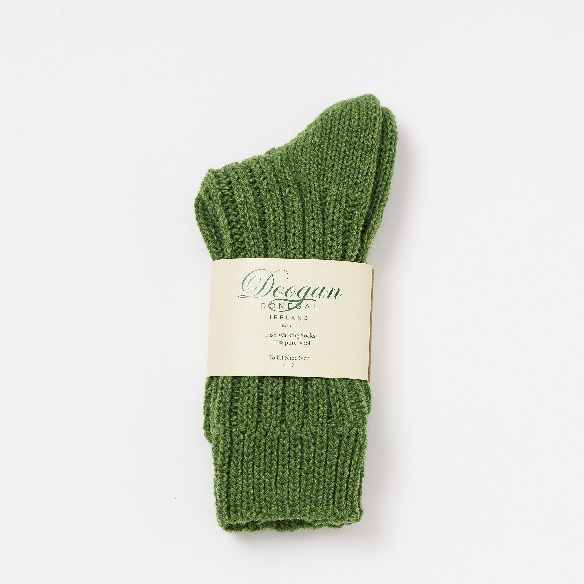 Irish Wool Walking Socks Green Irish Lime Handcrafted Size M UK 4-7 EUR  37-41 / US 5.5 8.5 