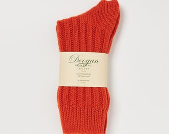 Irish Donegal wool socks -Bright Orange - Unisex - Handcrafted