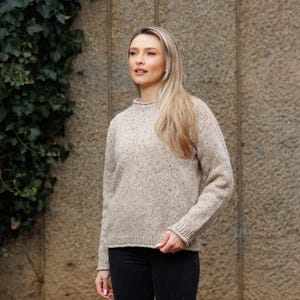 Irish Merino Wool  -  Classic Ribbed Roll Neck Fisherman Sweater - Donegal Butterscotch  - Ireland - Handcrafted - Unisex