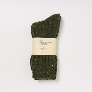 Irish Wool Walking Socks - Donegal Olive  Fleck   - Size L =  UK 8-12 (EUR 42-47 / US 8.5- 12)