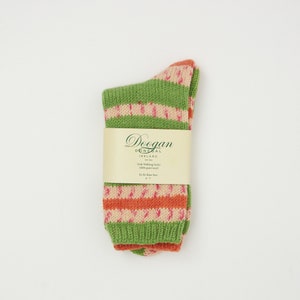 Irish Wool Walking Socks - Ireland  Fairisle - Handcrafted - Size M =  UK 4-7 (EUR 37- 41 / US 5.5 - 8.5)