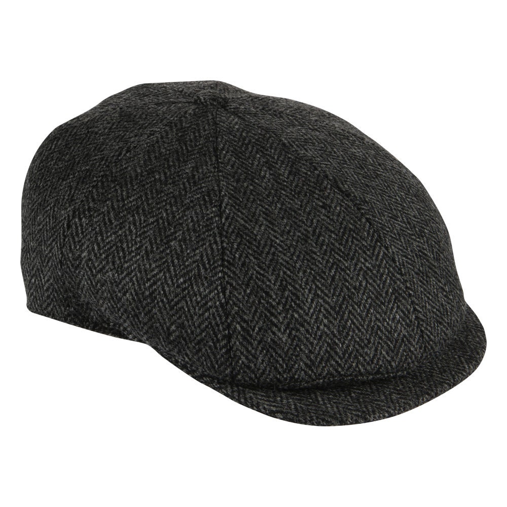 Irish Donegal Tweed Newsboy Cap Charcoal Herringbone Etsy