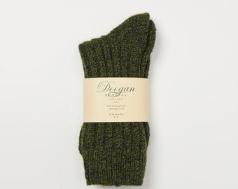 Irish Wool Walking Socks -  Donegal Olive Marl - Unisex - Handcrafted