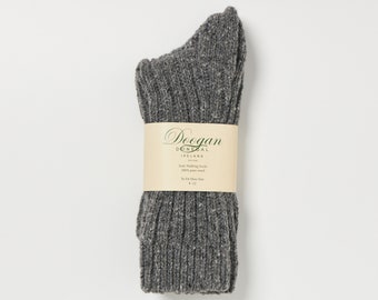 Chaussettes de marche en laine irlandaise - Donegal Grey Fleck - Taille L = UK 8-12 (EUR 42-47 / US 8,5-12)