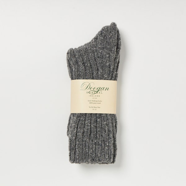 Irish Wool Walking Socks - Donegal Grey Fleck   - Size L =  UK 8-12 (EUR 42-47 / US 8.5- 12)