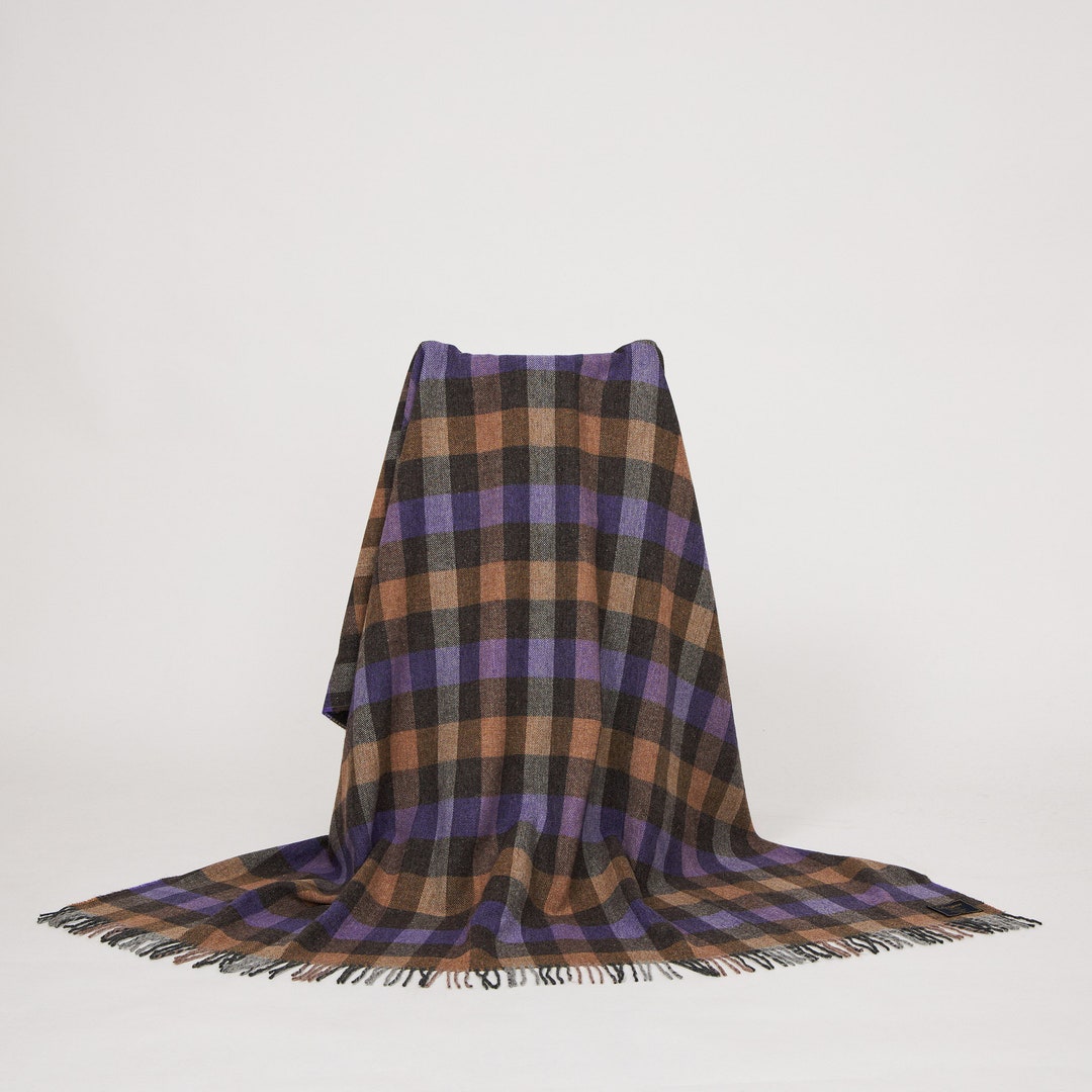 Irish Plaid 100% Wool Throw - Donegal Purple / Rust Twill - Handcrafted ...
