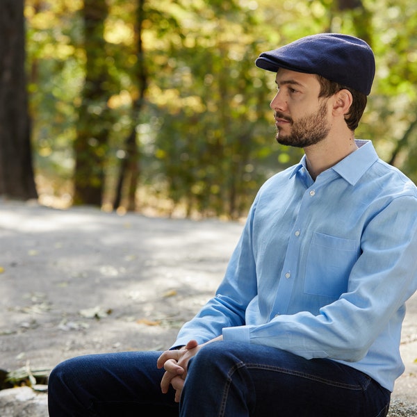 Classic Irish Linen Shirt - Sky Blue - Classic Fit  - Unisex