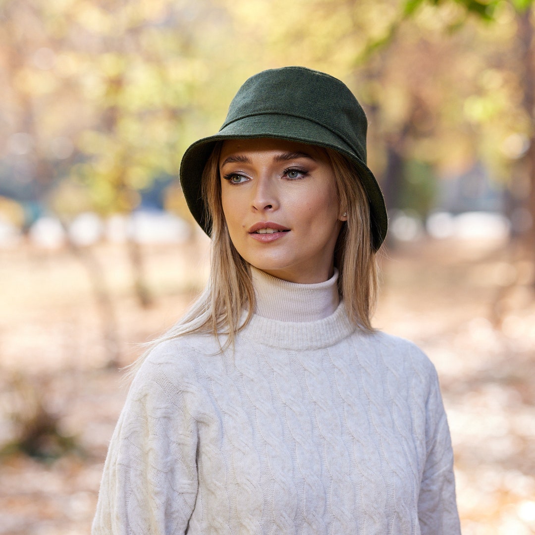 Irish Donegal Tweed Bucket Hat Irish Classic Olive Ireland Handcrafted