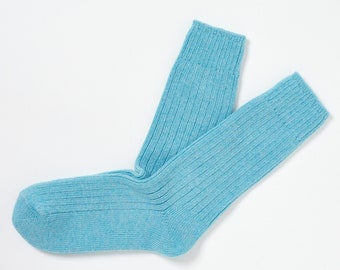 Cashmere blend Socks - Aqua  - Size M UK 4-7 (EUR 37-41 / US 5.5 -8.5)